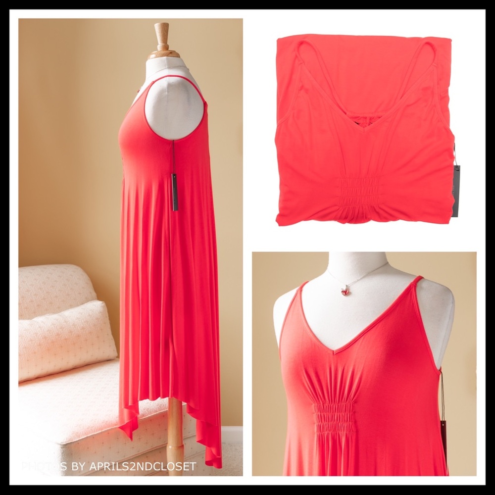 RED HI-LO KNIT MIDI SLIP TANK DRESS A3C - Picture 6 of 8